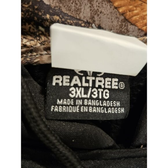 Real Tree Hoodie Men's Sz 3XL Black Green Tan Camo Drawstring Sweatshirt Fleece - Picture 4 of 6